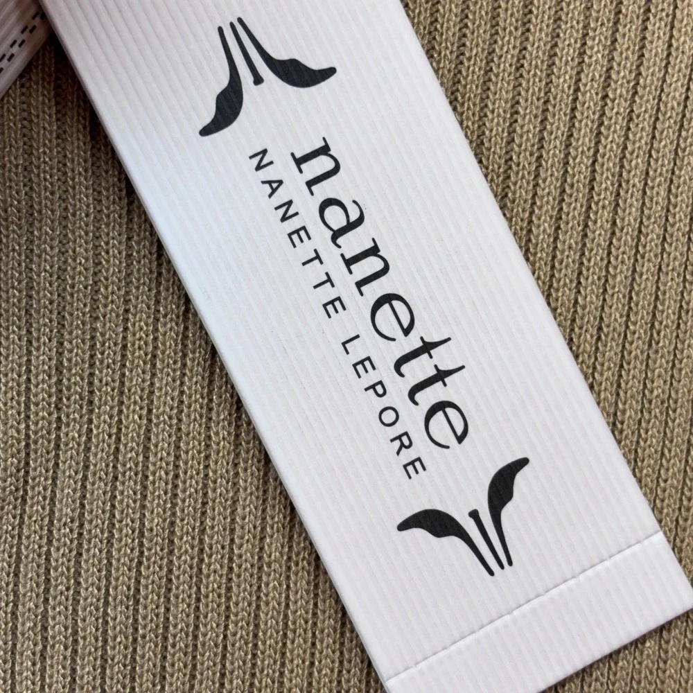 Nanette Nanette Lepore  Large New Ribbed Knit Crochet‎ Sleeve Top Shirt Women's - Picture 10 of 11